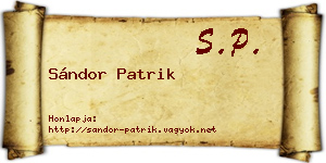 Sándor Patrik névjegykártya